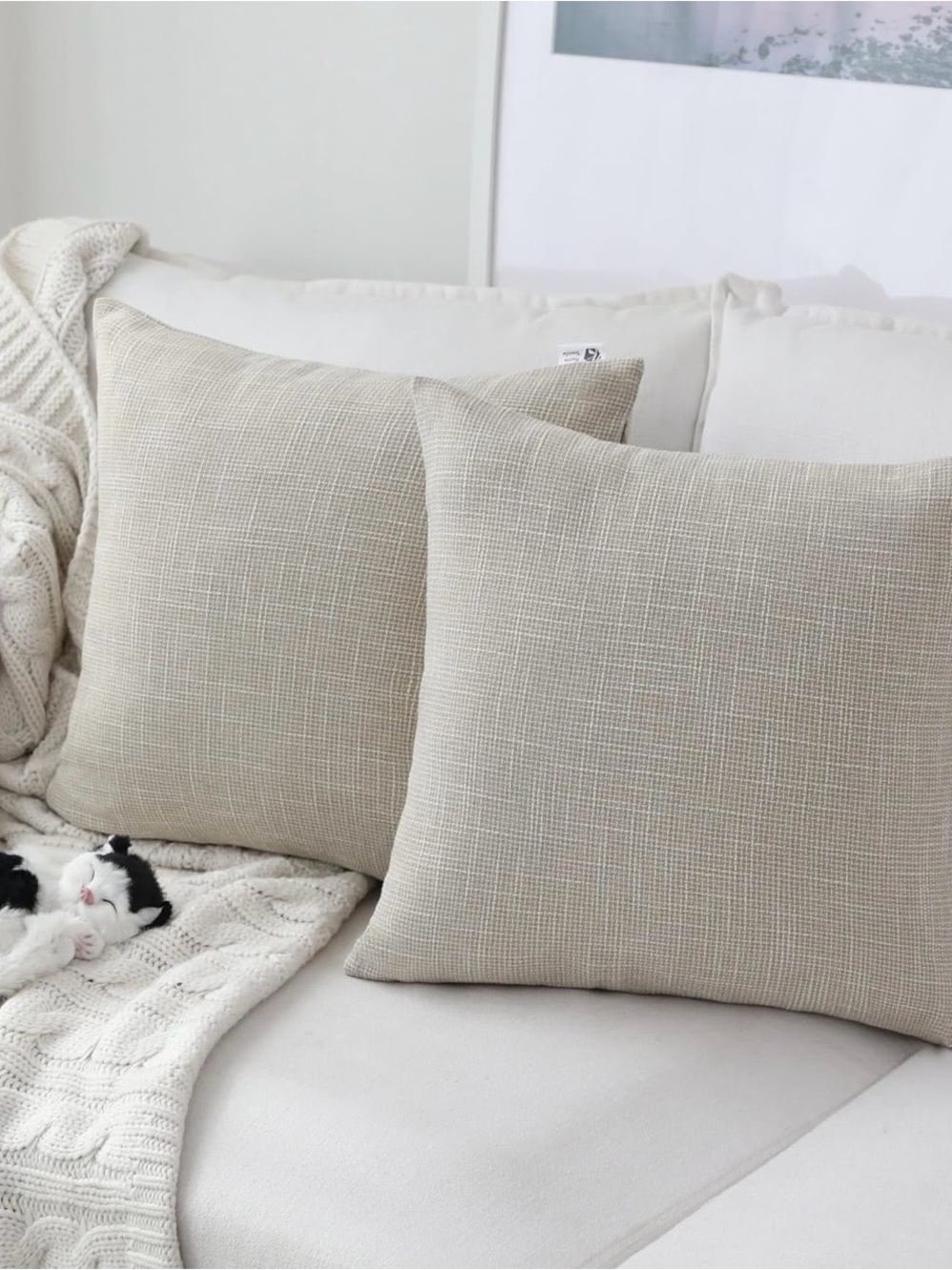 Neutral Beige Textured Throw Pillow Covers